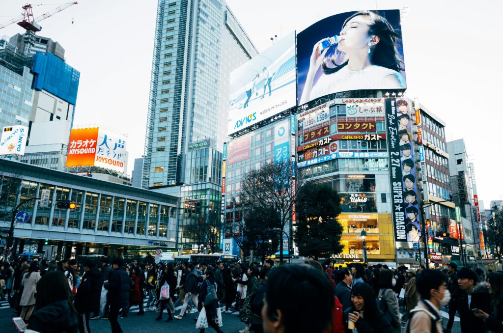 People walking on a busy street in tokyo