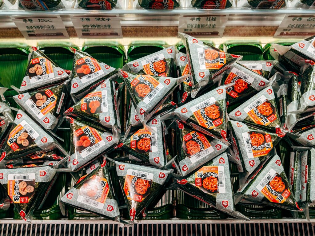 Packaged Onigiri on Store Shelf